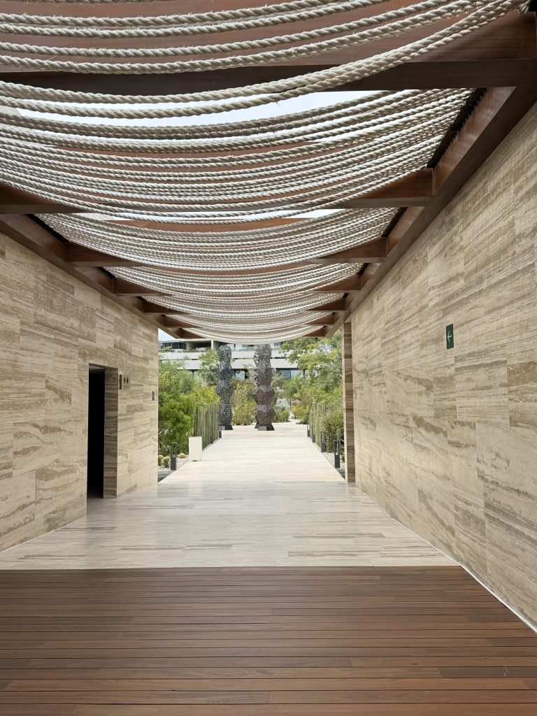 Photo credit: MetaphorDesign.com, Location: Outdoor Lobby, Solaz, Cabo San Lucas, Baja California, Wood Highlights: Wood decking