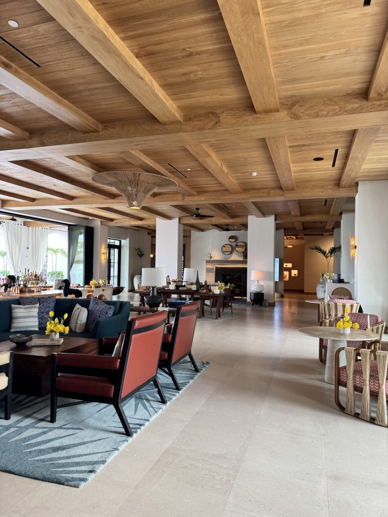 Location: Four Seasons Hotel Lobby, Cabo San Lucas, Baja California, Wood highlights: T&G on the ceiling