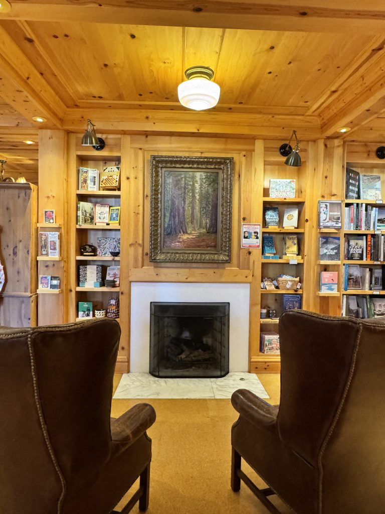 Location: Copperfield Books, Larkspur, California, Wood highlights: Knotted pine T&G on the ceiling