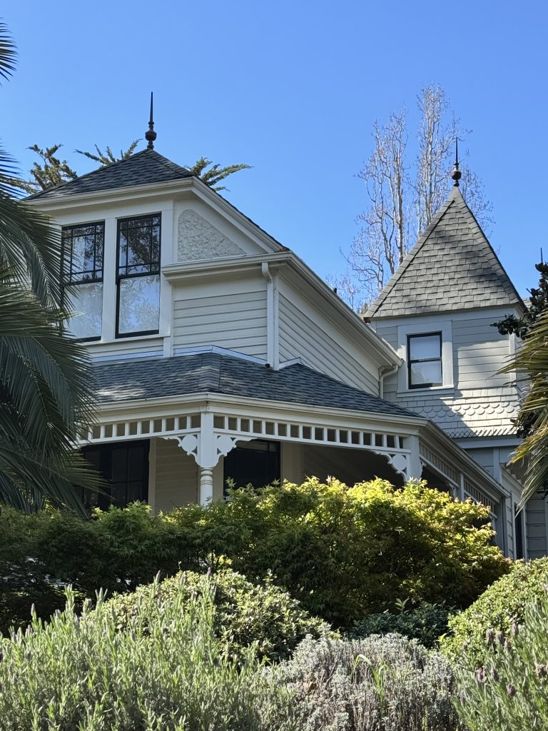 Location: Larkspur, California, Wood Highlights: Exterior siding with small shingled area and custom trim 