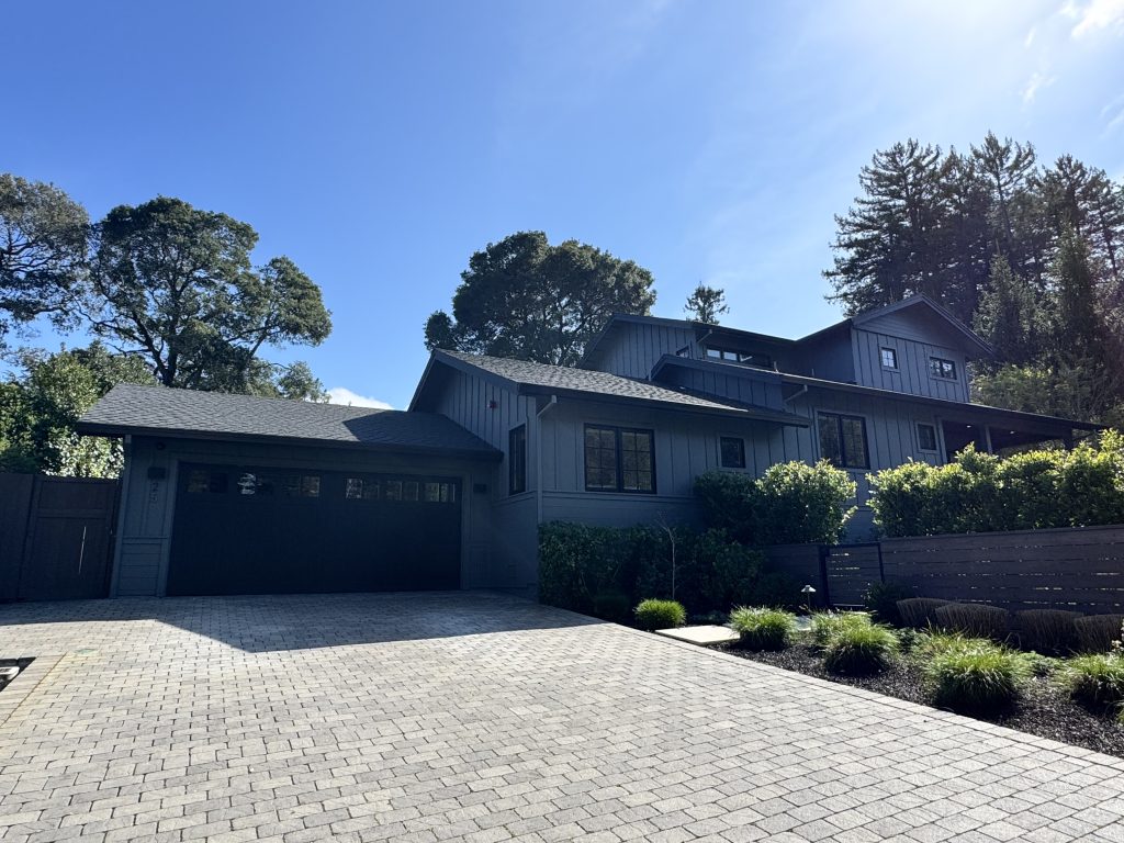 Location: SF Bay Area, Marin County, California, Wood Highlights: Exterior siding paired with board and batten above