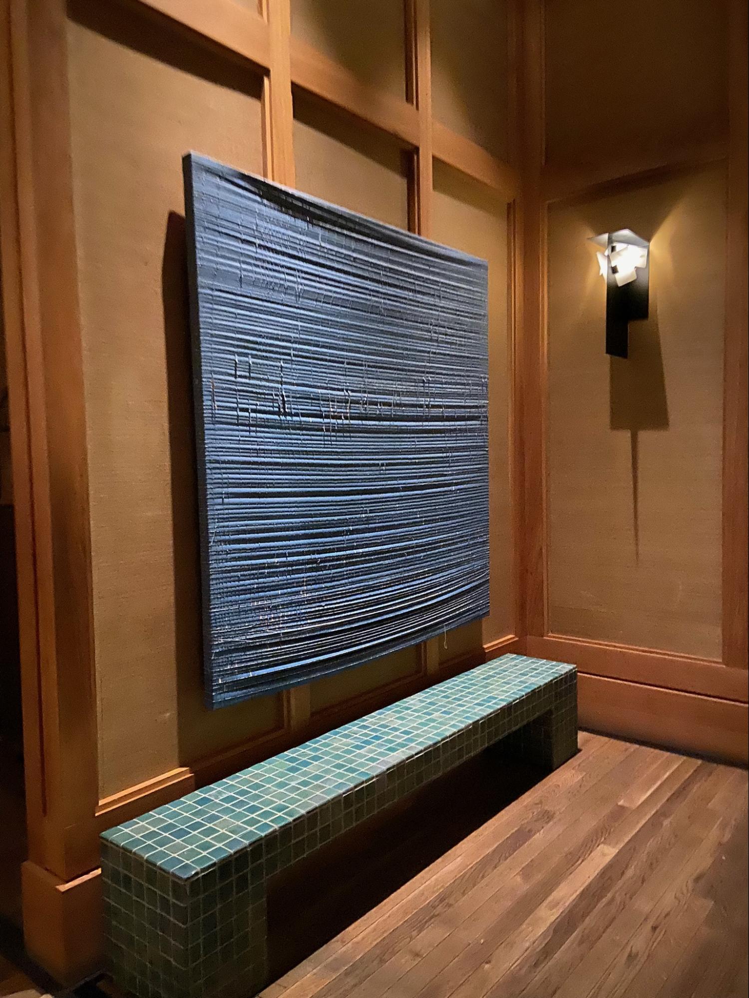 Location: Peacock Mediterranean Grill, Austin, Texas, Wood Highlights: Maple wood flooring, flat lay