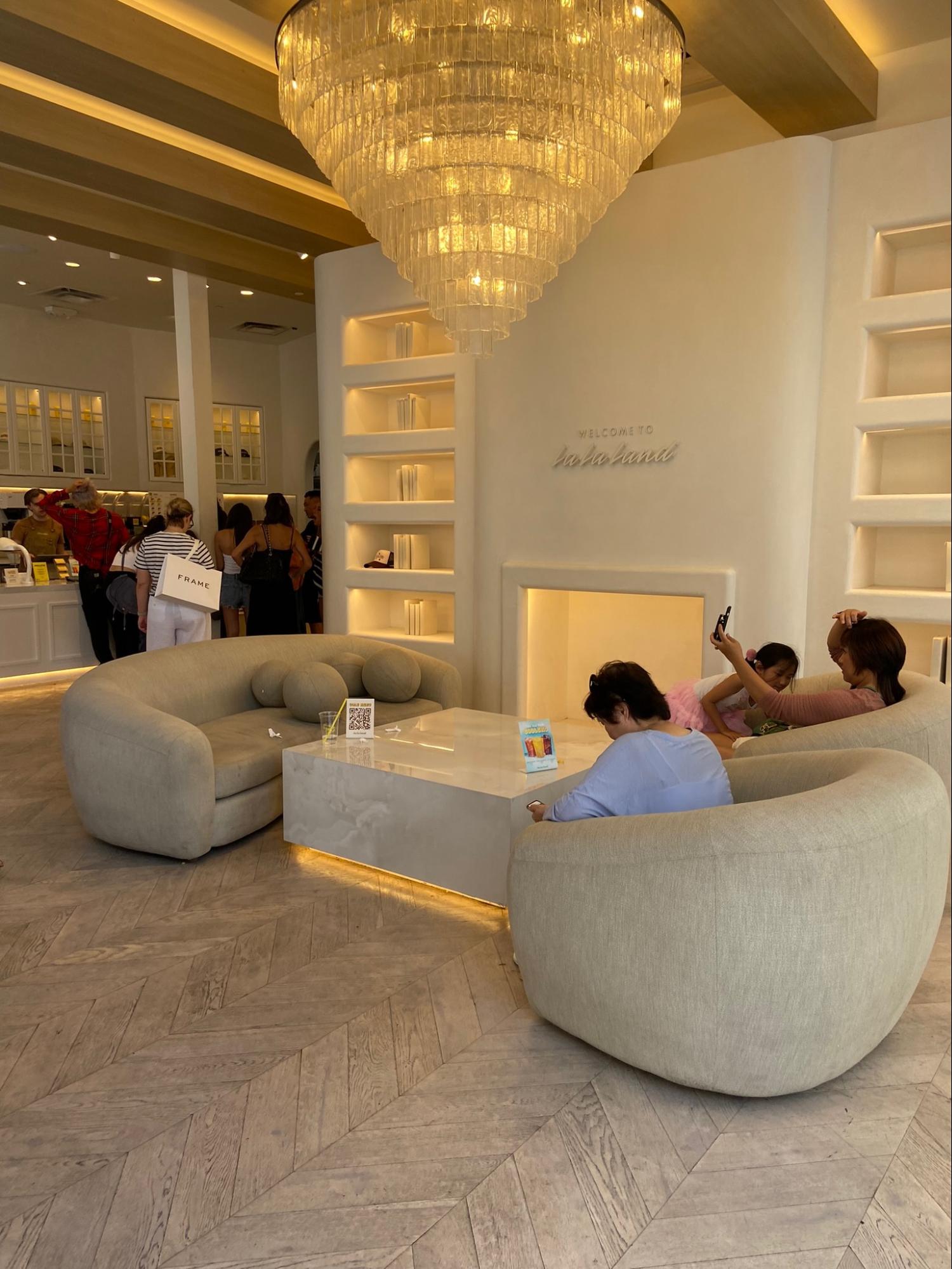 Location: La Land Kind Cafe, The Grove, Los Angeles, Wood Highlights: White oak wood flooring, chevron pattern