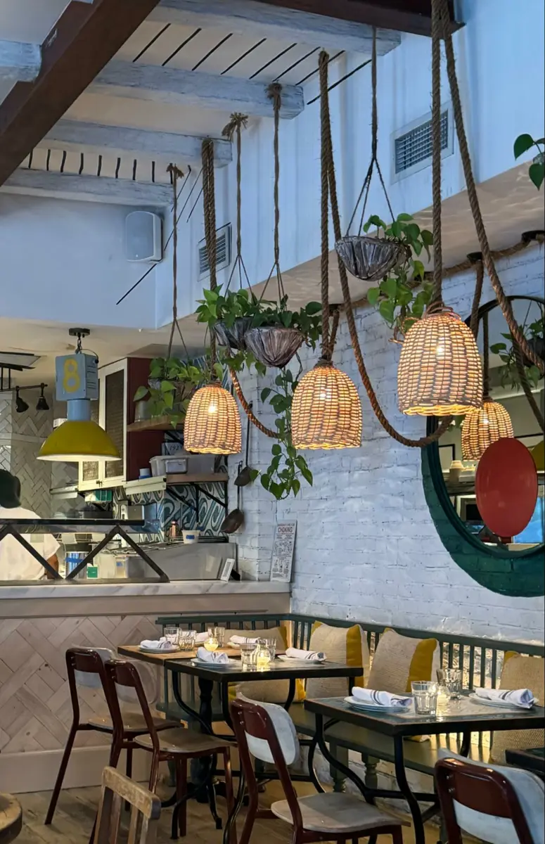 Location: Roey’s, West Village, NY, New York, Wood Highlights: Wood trim, basketweave pattern, wood baseboard