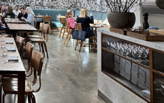 Location: Farmshop, SF Bay AreaWood Highlights: Natural wood trim design at inset shelving at this counter adds warmth 