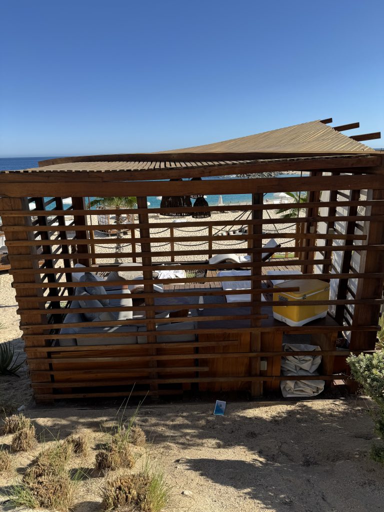 Location: Baja California Wood Highlights: Screened beach cabana cools down with filtered light