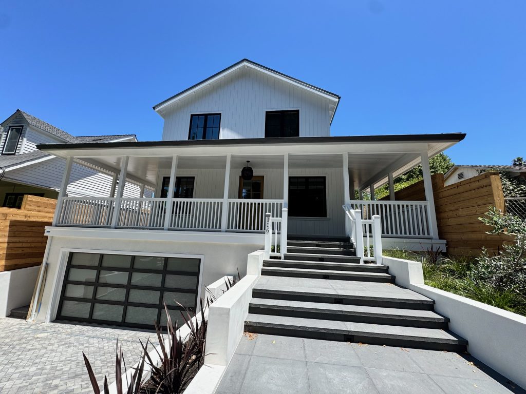 Location: Marin County, California, Wood Highlights: porch ceilings, column trim, facia boards, siding
