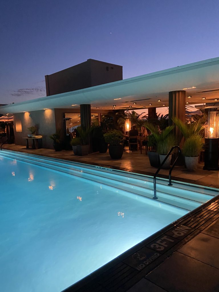 Photo credit: MetaphorEdge.com, Location: Santa Monica Proper Hotel, Santa Monica Wood Highlights: pool edge at splash area