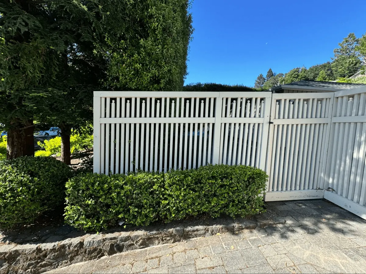 Location: Marin County, California, Wood Highlights: Fencing pickets, gate
