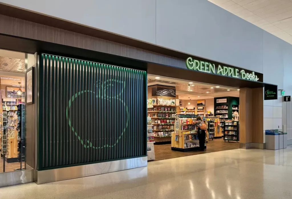 Location: Green Apple Books, San Francisco, California, Wood Highlights: Painted flat edge moulding, 1x1 S4S members, signage trim