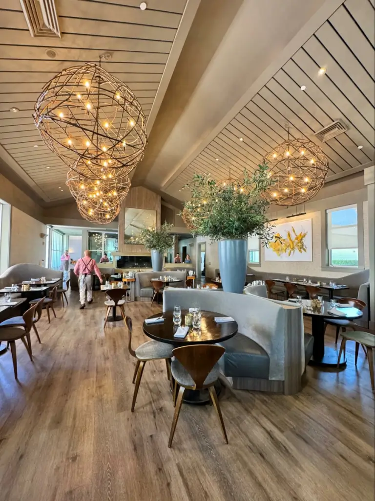 Location: Solbar, Calistoga, California, Wood Highlights: architectural and interior design moulding in main dining room throughout including above fireplace
