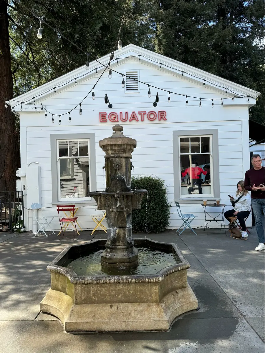 Location: Equator Coffees, Larkspur, California, Wood Highlights: Painted siding and trim base at signage, window trim, window sills, facia