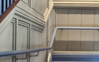 Location: Tiburon, California, Wood Highlights: Painted cap moulding at chair rail height, panel trim moulding, baseboards, shoe moulding trim