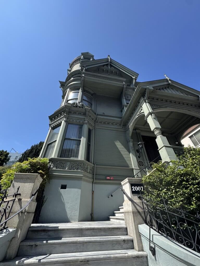 Location: Haas–Lilienthal House, San Francisco, California, Wood Highlights: Projecting water table moulding defines the base of the historic facade, marking the transition from painted wood siding to foundation and providing lasting exterior protection.