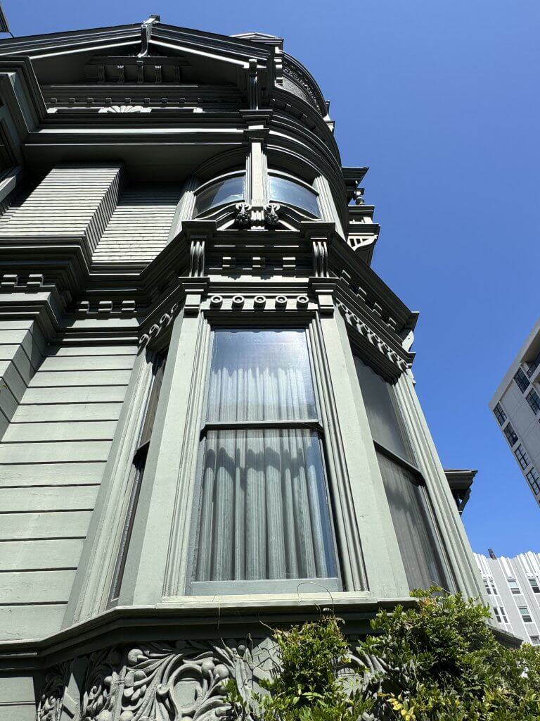 Location: Haas-Lilenthal House, San Francisco, California, Wood Highlights: Crown moulding, corner moulding and built up wood trim profiles enhance the facade at this remarkable historic restoration project.