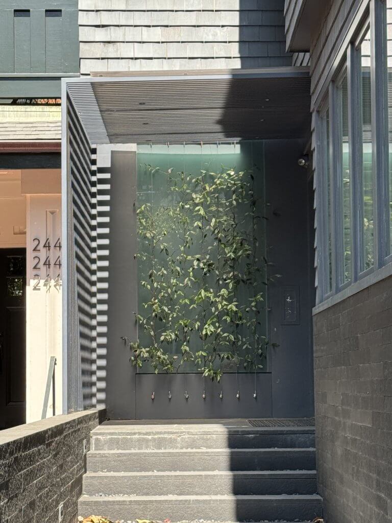 Location: Private Residence, San Francisco, California Wood Highlights: Entry canopy with S4S wood slatted sun shade