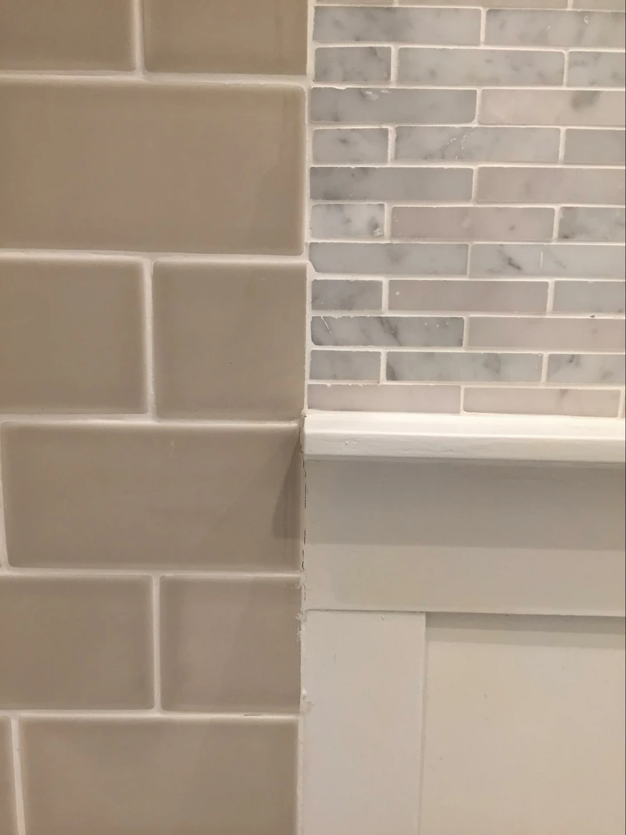 Location: Private Residence, Marin County, California, Wood Highlights: Painted cap moulding at chair rail height, panel trim moulding adjacent to wall subway tile
