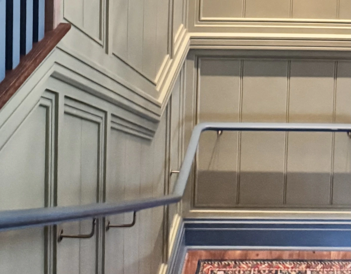 Location: Tiburon, California, Wood Highlights: Painted cap moulding at chair rail height, panel trim moulding, baseboards, shoe moulding trim
