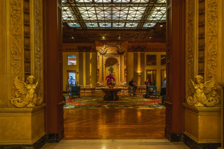 Photo credit: MetaphorEdge.com Location: Biltmore Hotel, Los Angeles, California Moulding Highlights: Wood moulding at cased openings and doors, wood trim at ceiling