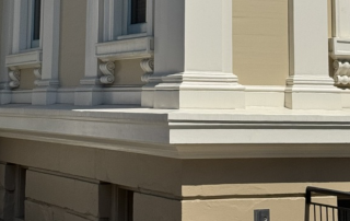 Location: The Hamlin School, San Francisco, California, Wood Highlights: Traditional wood water table moulding defines the base of a Victorian facade, separating the foundation from the siding above and shedding water away from the wall in style.