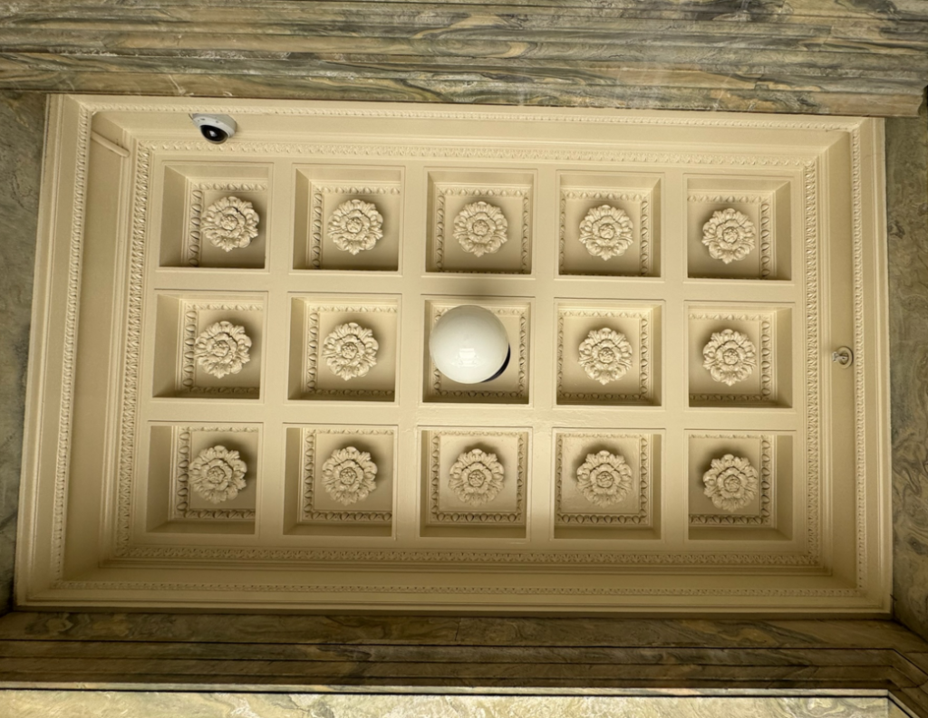 Location: Hamlin School, San Francisco, California, Wood Highlights: Crown moulding, corner moulding and unique wood trim profiles enhance the ceiling at this historic restoration project