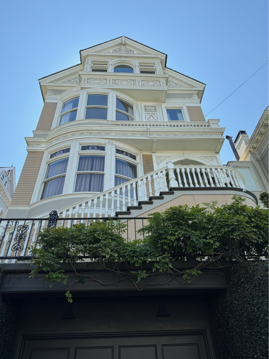 Location: Private Residence, San Francisco, California, Wood Highlights: Painted corner mouldings framing bay windows and trim profiles, soffits and edge details, define the facade’s projections and unify the Victorian detailing