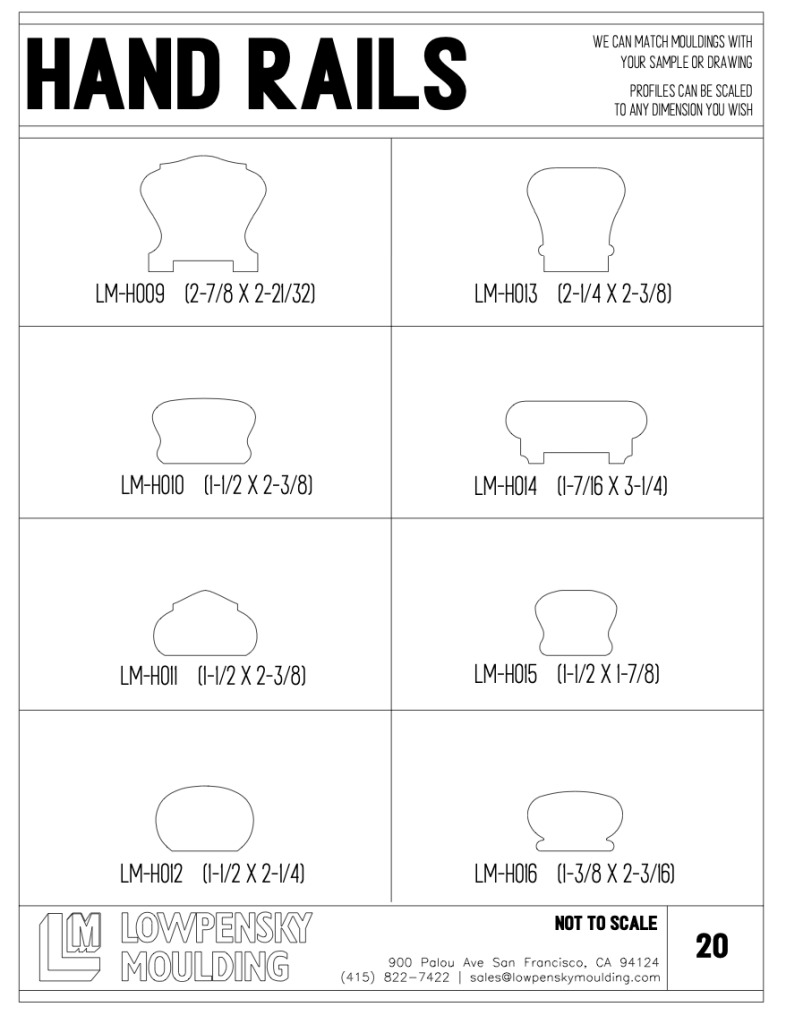 Lowpensky catalog page 20 shows many more handrail profiles available for order