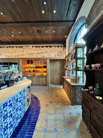 Photo credit: MetaphorDesign.comLocation: Central island at the Mercado, The Four Seasons, Cabo San Lucas, Mexico Moulding Highlights: Wood baseboard, wood trim at island, wood trim at casework, wood ceiling, wood clad beams
