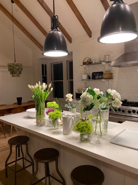 Photo credit: MetaphorDesign.comLocation: Kitchen Island, Private Residence, Larkspur, California Moulding Highlights: Painted wood trim and baseboard at island below counter