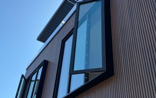 Location: Banks Street Residence, San Francisco, California, Wood Highlights: closeup of modern vertical facade treatment on the AIASF Home Tour