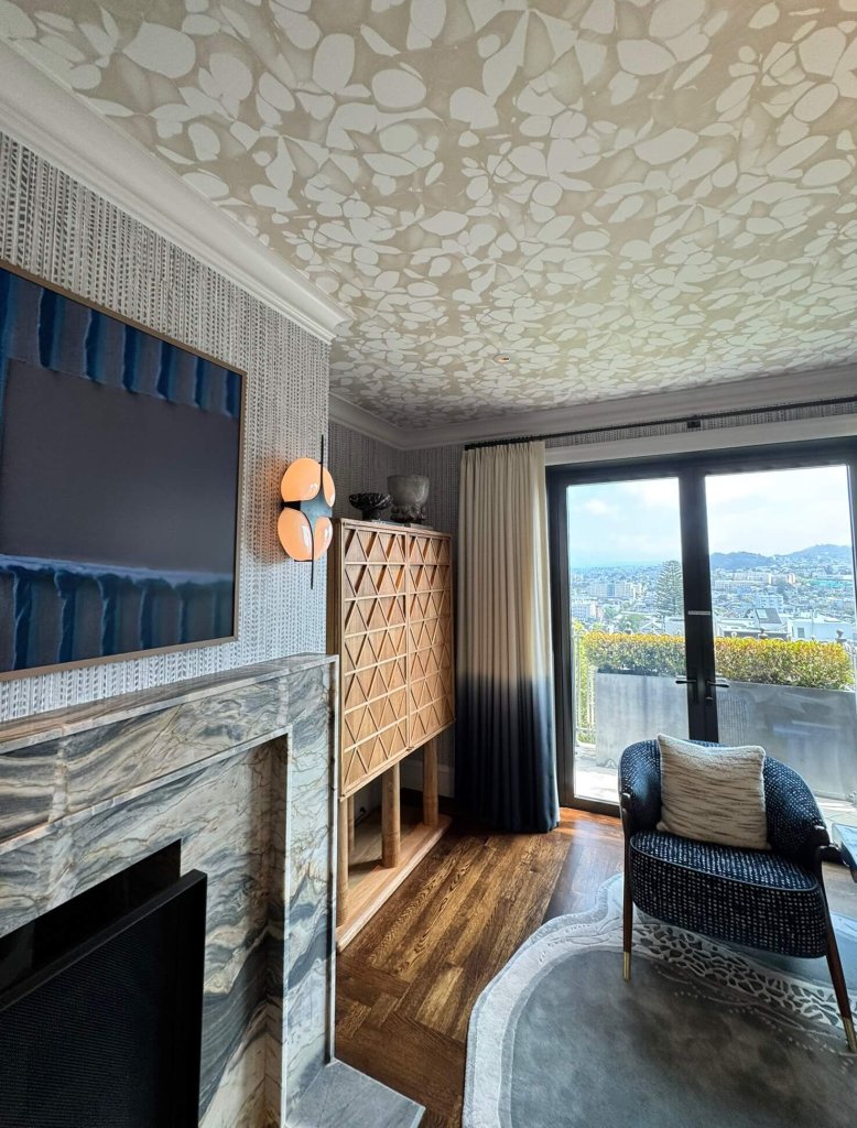 Location: San Francisco, California Wood Highlights: Local professional designers show how trim with character can enhance the area above the fireplace with great impact in the room, with a single curvy crown or a bold coffered ceiling.
